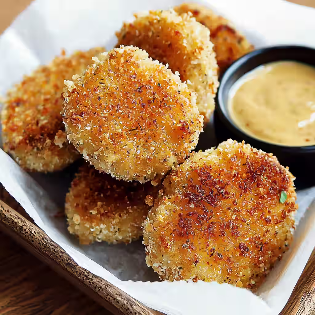 paleo chicken nuggets coconut on serving tray