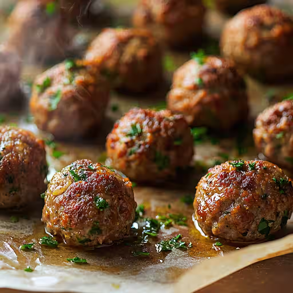 Fresh paleo chorizo meatballs out of the oven