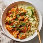 Low Carb Paleo Butter Chicken with cauliflower rice and lime